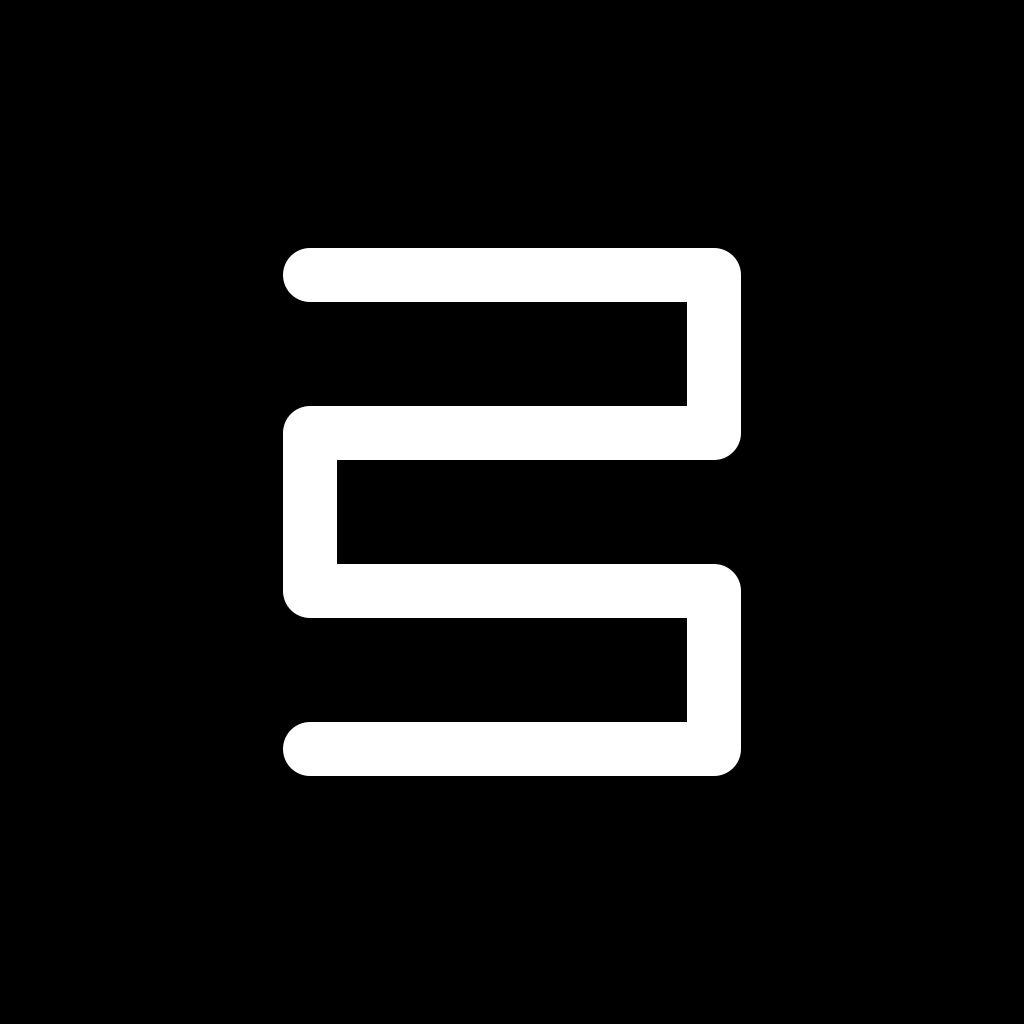 Seamless’s white connected-band icon on black